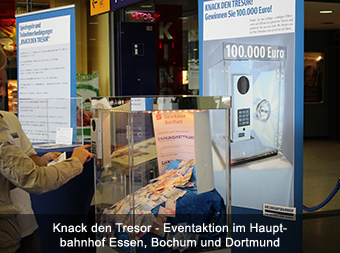 Knack den Tresor - Eventaktion im Hauptbahnhof Essen, Bochum und Dortmund