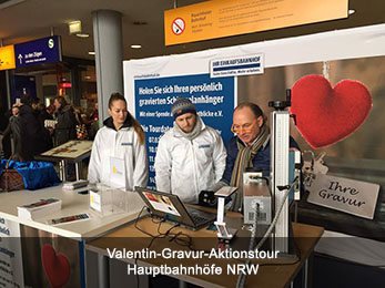 Valentin-Gravur-Aktionstour Hauptbahnhöfe NRW